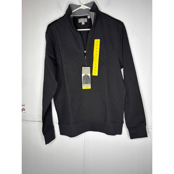 Ted Baker Other - Ted‎ Baker Mens Quarter Zip Pullover Sweater Black Textured Mock Neck Small NEW